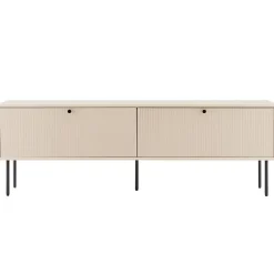 Meuble TV 2 portes en acier et MDF décor mélaminé 150 cm beige Oviala