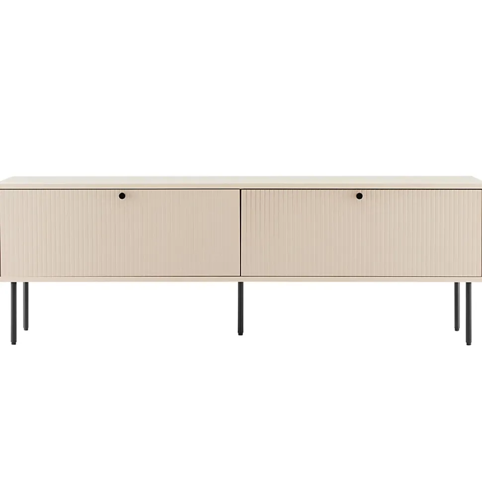 Meuble TV 2 portes en acier et MDF décor mélaminé 150 cm beige Oviala