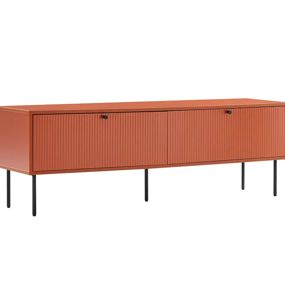 Meuble TV 2 portes en acier et MDF décor mélaminé 150 cm orange Oviala