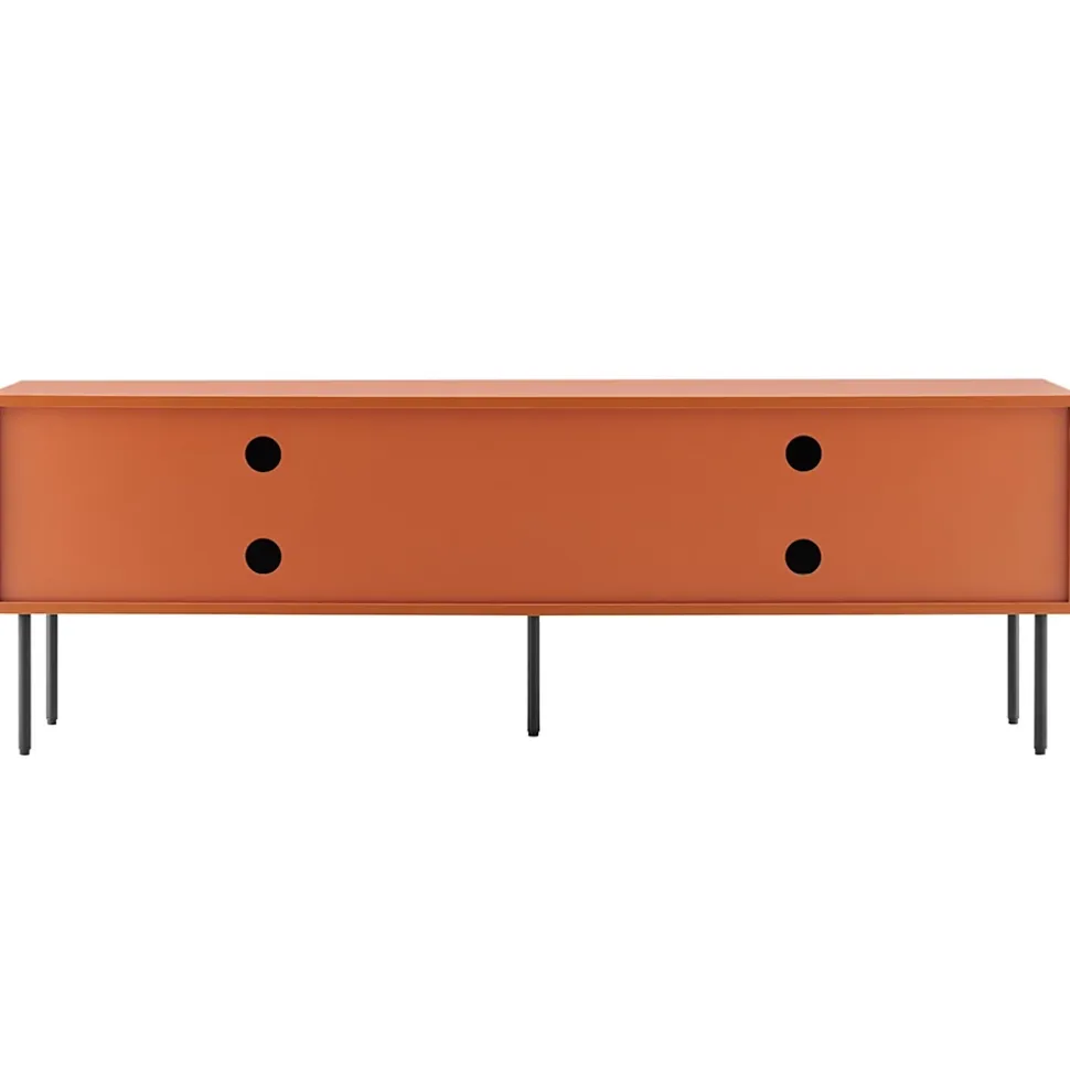 Meuble TV 2 portes en acier et MDF décor mélaminé 150 cm orange Oviala