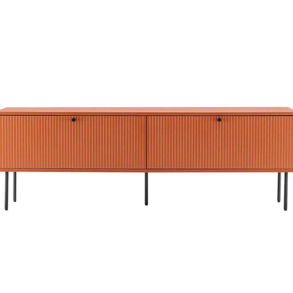 Meuble TV 2 portes en acier et MDF décor mélaminé 150 cm orange Oviala