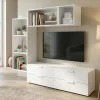 Meuble TV 4 tiroirs blanc GoodHome Atomia H. 150 x L. 225 x P. 37 cm