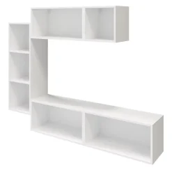 Meuble TV 4 tiroirs blanc GoodHome Atomia H. 150 x L. 225 x P. 37 cm