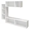 Meuble TV 4 tiroirs blanc et anthracite brillant GoodHome Atomia H. 150 x L. 225 x P. 37 cm