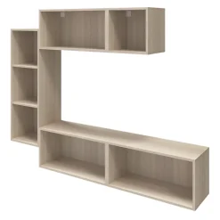 Meuble TV 4 tiroirs effet chêne GoodHome Atomia H. 150 x L. 225 x P. 37 cm