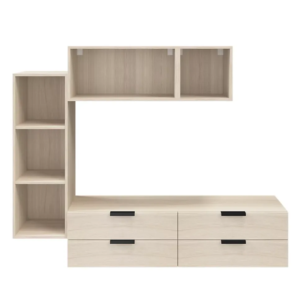 Meuble TV 4 tiroirs effet chêne GoodHome Atomia H. 150 x L. 225 x P. 37 cm