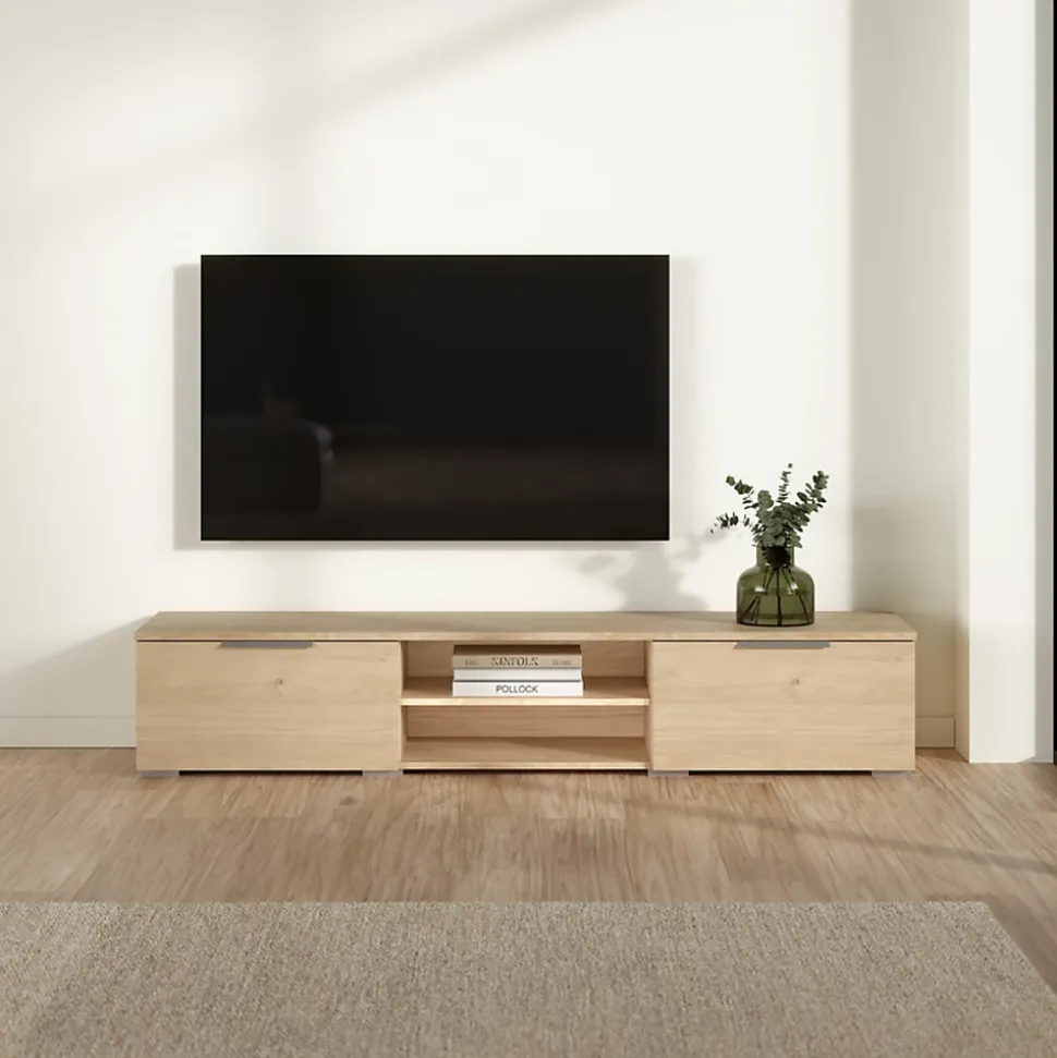 Meuble TV 2 tiroirs et 2 niches L173 cm - BILLIE