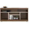 Meuble TV - YARA - 47 Pouces - Imitation Noyer et Blanc - 2 Portes - 5 Niches - 6 Roulettes