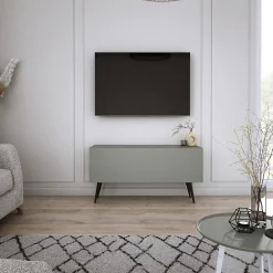 Meuble TV, Aloès, 100 x 52 x 32 cm, jambes noires