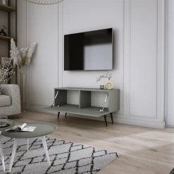 Meuble TV, Aloès, 100 x 52 x 32 cm, jambes noires