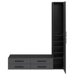 Meuble TV anthracite avec 4 tiroirs et 3 portes GoodHome Atomia H. 225 x L. 187,5 x P. 35 cm