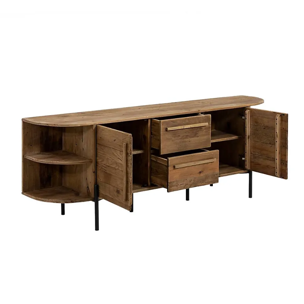 Meuble TV arrondi en bois recyclé Blaise