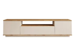 Meuble TV avec 3 portes et 1 niche - Beige et naturel - LOTULA