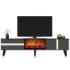 Meuble TV avec cheminée LED 150cm gris anthracite - SUNY