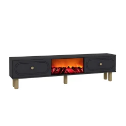 Meuble TV avec cheminée LED 150cm gris anthracite - FYRI