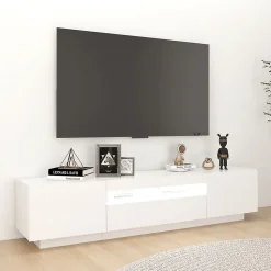 Meuble TV avec lumières LED Blanc 180x35x40 cm