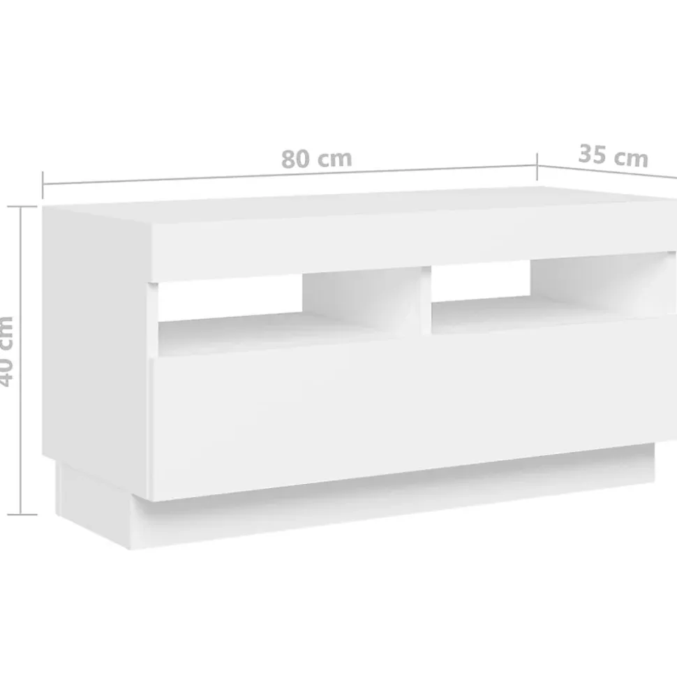 Meuble TV avec lumières LED Blanc 180x35x40 cm