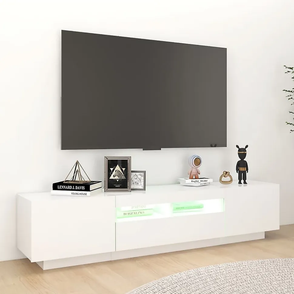 Meuble TV avec lumières LED Blanc 180x35x40 cm