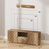 Meuble TV banc TV design - 2 portes, 2 étagères, niche tiroir - effet bois doré