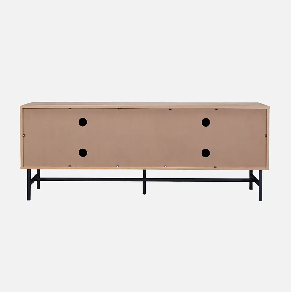 Meuble TV. Bazalt. effet chêne. quatre portes. deux étagères. L 157.5 x l 39 x H 60cm