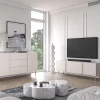 Meuble TV beige cachemire 2 portes avec abattant 160 cm LOPPA