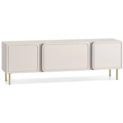Meuble TV beige cachemire 2 portes avec abattant 160 cm LOPPA
