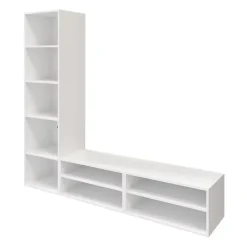 Meuble TV blanc 1 porte 2 tiroirs GoodHome Atomia H. 187,5 x L. 200 x P. 47 cm