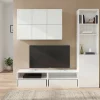 Meuble TV blanc 1 porte et 2 tiroirs avec meuble suspendu GoodHome Atomia H. 187,5 x L. 125 x P. 47 cm