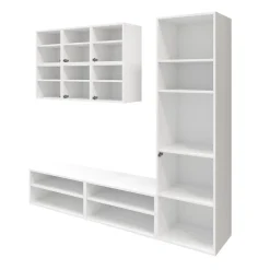 Meuble TV blanc 1 porte et 2 tiroirs avec meuble suspendu GoodHome Atomia H. 187,5 x L. 125 x P. 47 cm