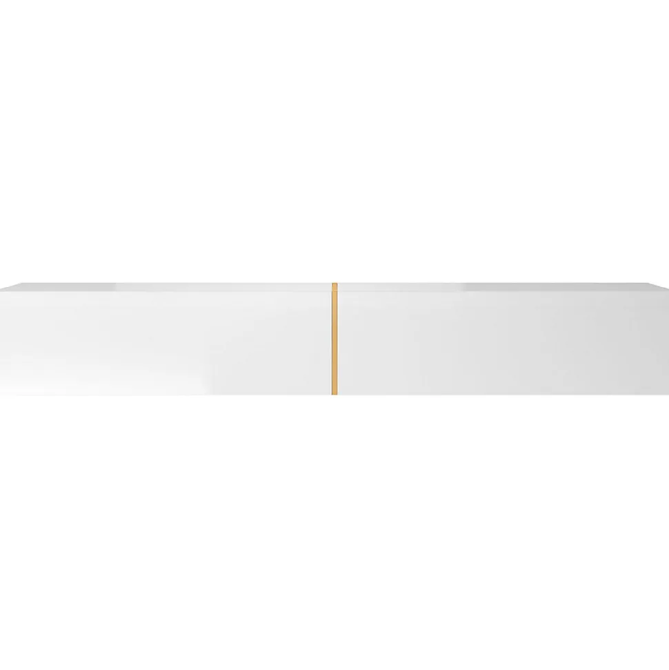Meuble TV blanc avec détail doré 200 cm BISIRA