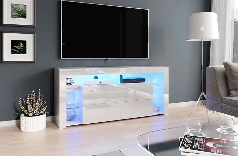 MEUBLE TV BLANC 1M56 - MINELLI