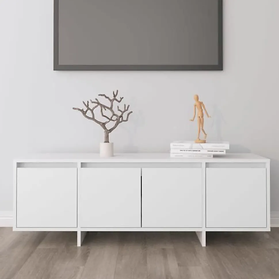 Meuble TV Blanc 120x30x40,5 cm Bois d ingénierie