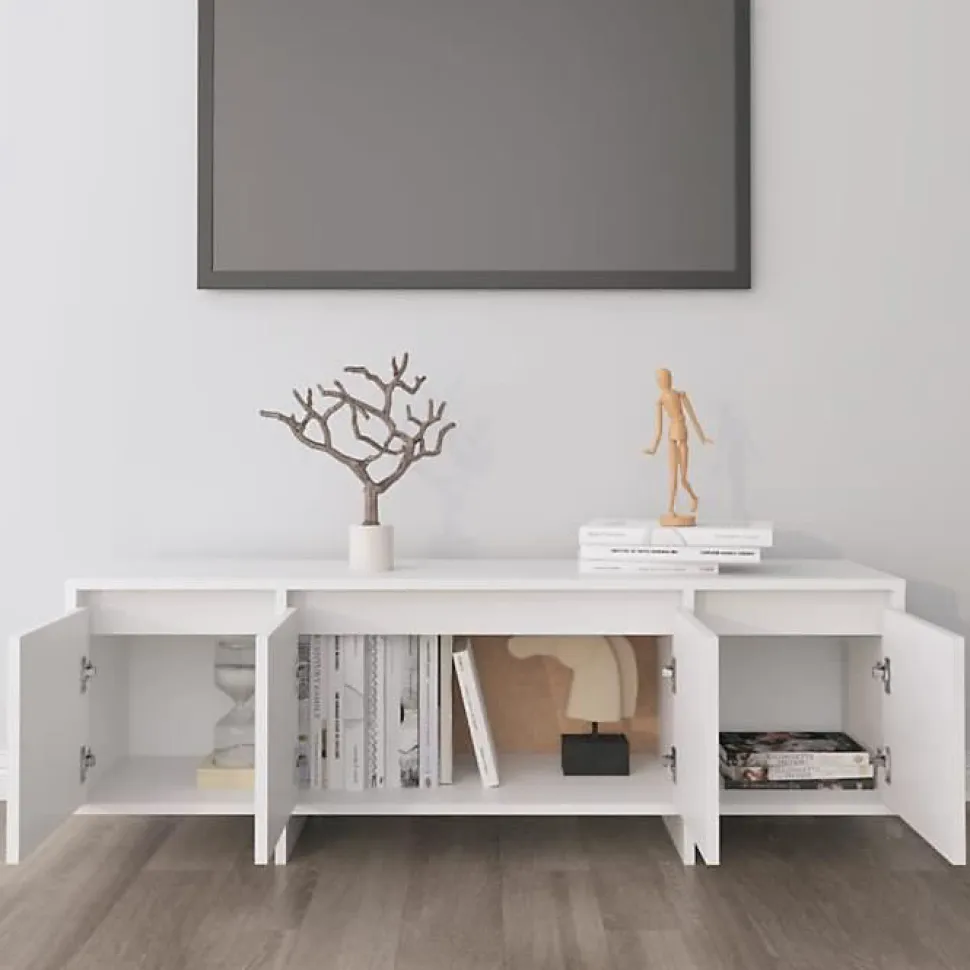 Meuble TV Blanc 120x30x40,5 cm Bois d ingénierie