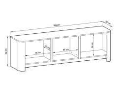 Meuble TV, Cachemire, 168 x 39 x 52 cm, Meuble moderne aux bords arrondis