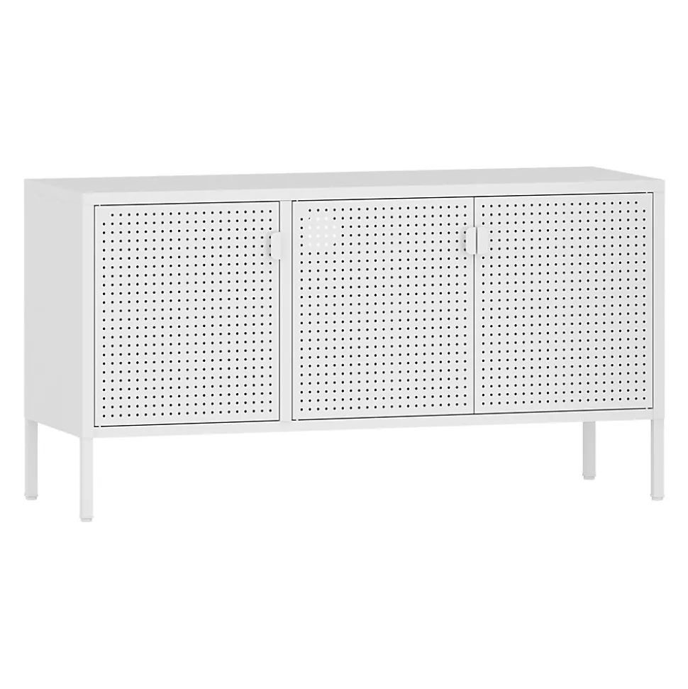 Meuble TV Castelli acier 114 x 40 x 60 cm blanc en.casa