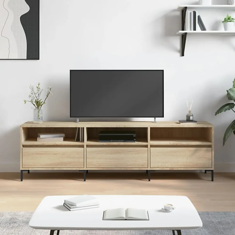 Meuble TV chêne sonoma 150x30x44,5 cm bois d ingénierie