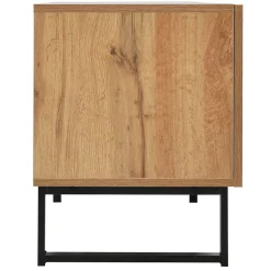 Meuble TV 190cm, avec 2 tiroir, 2 portes, 2 compartiment ouvert, style scandinave, Commode TV en chêne sauvage - Marron