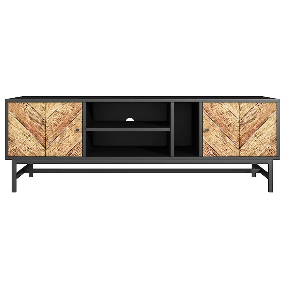 Meuble TV 150cm moderne minimaliste armoires compartiments horizontaux/verticaux