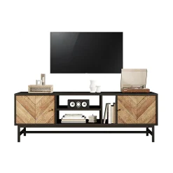 Meuble TV 150cm moderne minimaliste armoires compartiments horizontaux/verticaux