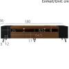 Meuble TV 180cm noir aspect bois design contemporain salon