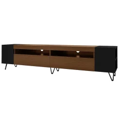 Meuble TV 180cm noir aspect bois design contemporain salon