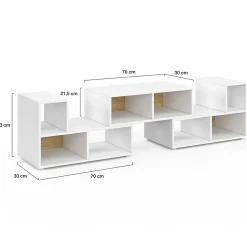 Meuble TV combiné 3 pièces modulables LEONARD pour salon chambre et bureau, 140-205 x 30 x 43 cm