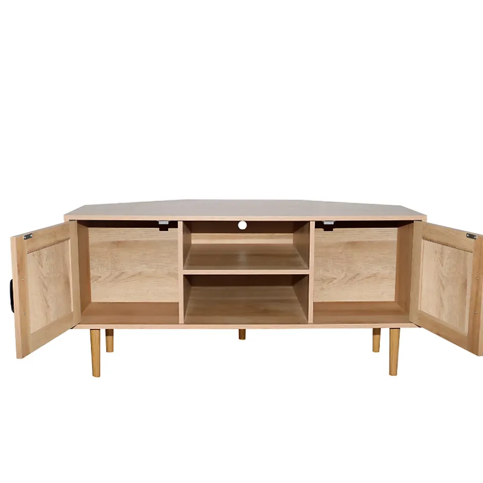 Meuble TV d'angle 115 cm effeffet cannage - ARTIC