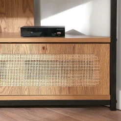 Meuble TV d'Angle 1 Porte avec Cannage Rotin L100 cm - JAYA