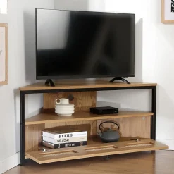 Meuble TV d'Angle 1 Porte avec Cannage Rotin L100 cm - JAYA