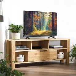 Meuble TV d'Angle 1 Tiroir Décor Chêne - L120 cm