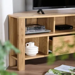 Meuble TV d'Angle 1 Tiroir Décor Chêne - L120 cm