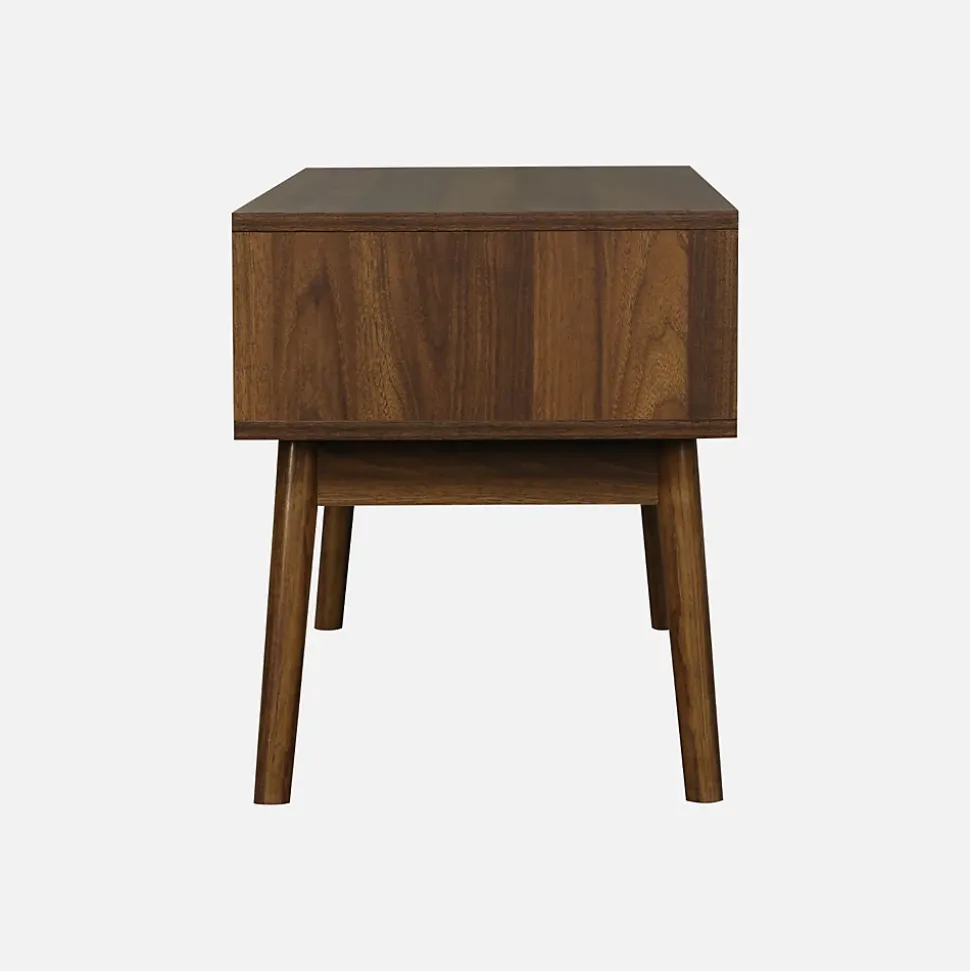 Meuble TV décor bois de noyer. 2 portes coulissantes L 115 x l 40 x H 48cm - Linear