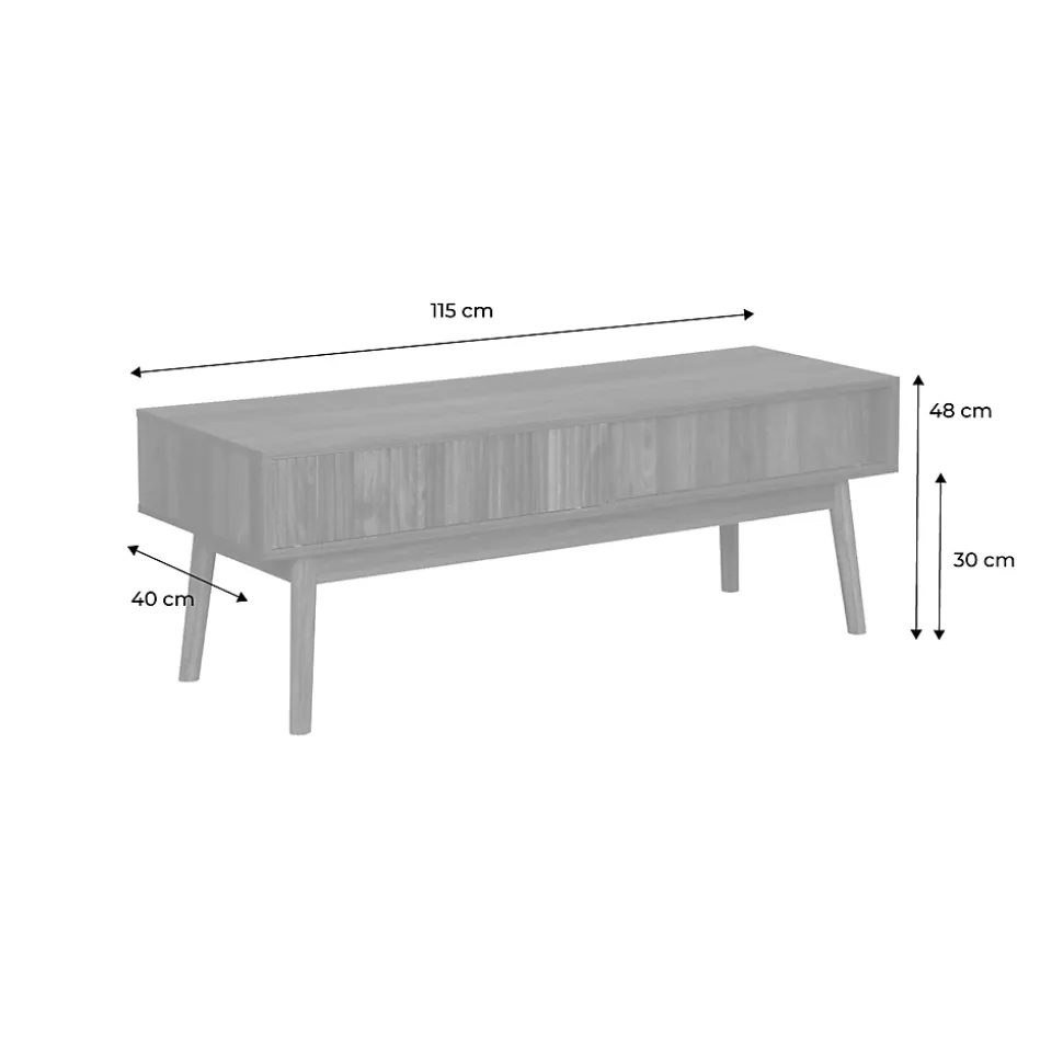 Meuble TV décor bois de noyer. 2 portes coulissantes L 115 x l 40 x H 48cm - Linear