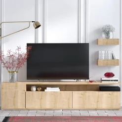 Meuble TV décor chêne L180 cm - ALIKA